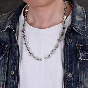 Chrome Hearts Style Sterling Silver 925 Dice Cross Necklace w/Chrome Hearts box